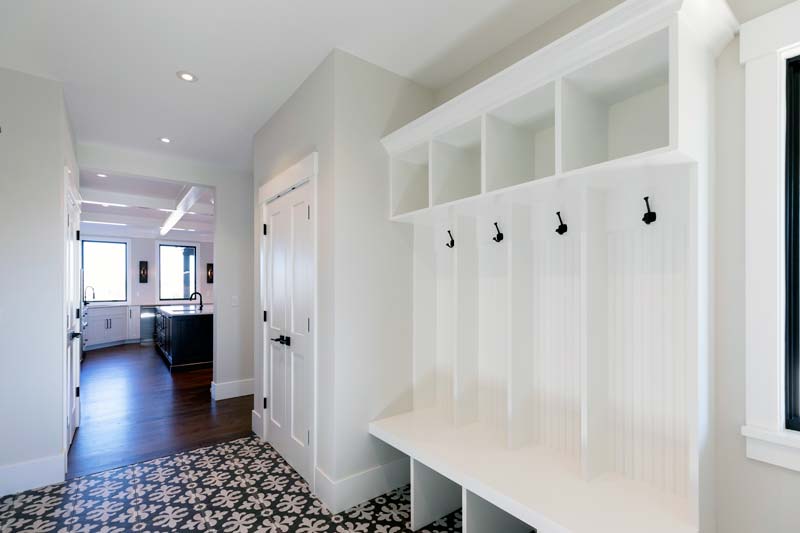 Mud room with custom built-ins